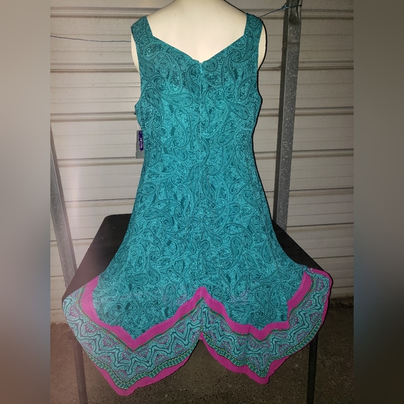 Beautiful Dress Plus Size 1X petite Catherines new blue summer Paisely Print - Picture 2 of 5